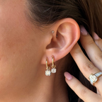 L'Aigle Georgian Drop Earrings in yellow gold with Rhodium Plating - Vintage inspired diamond earrings